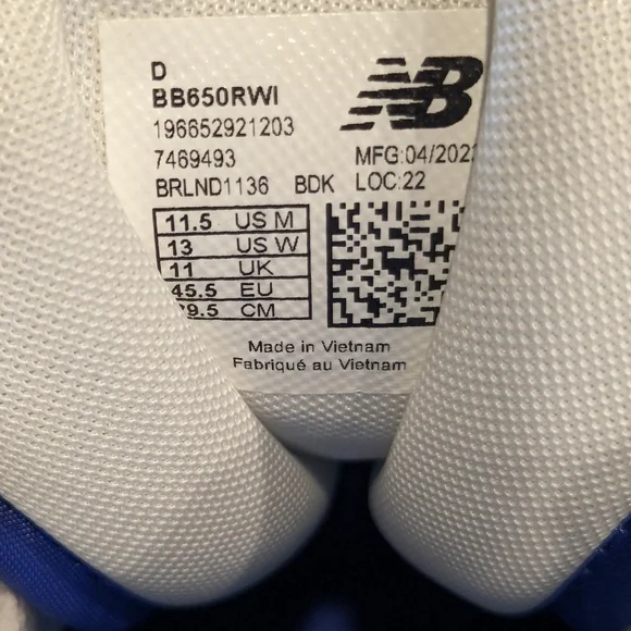 New Balance 650 Mid Angora Marine Blue White Gray BB650RWI Men's Size 11.5 New